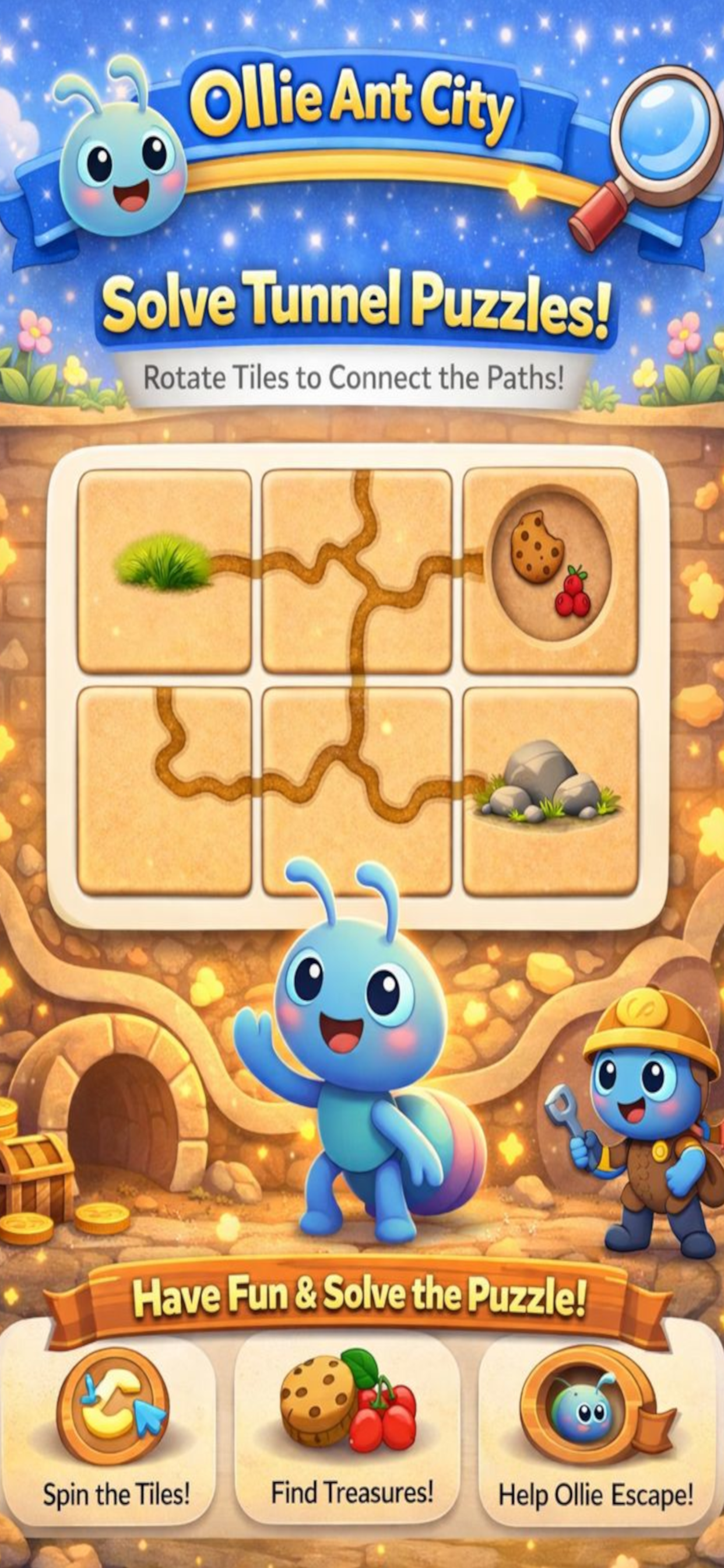 Ollie Ant City screenshot - tunnel puzzles